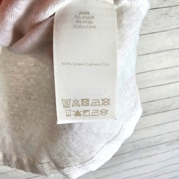 Boden 100% Linen Corded Cutout White Short Sleeve Top with Pocket - Picture 8 of 10